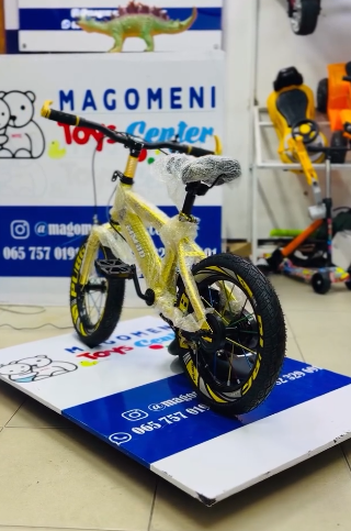 Yellow children sport bicycle.