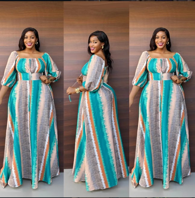 Gauni la kishua mmistari ya kijani kwa ajili ya mwaka mpya.