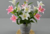 Lily Flowers, White and Pink
