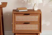 Hardwood Rattan Bed Side