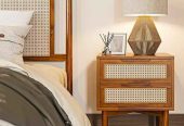 Hardwood Rattan Bed Side