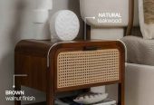 Hardwood Rattan Bed Side